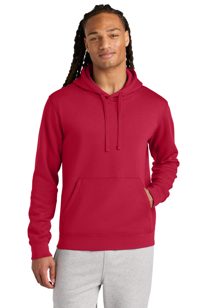 Front View of Red Stanley/Stella Unisex Drummer 2.0 Hooded Sweatshirt SXU009