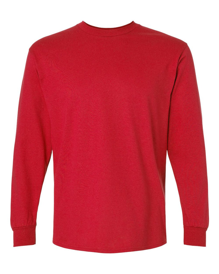 Front View of Red Ultra Cotton® Long Sleeve T-Shirt - 2400