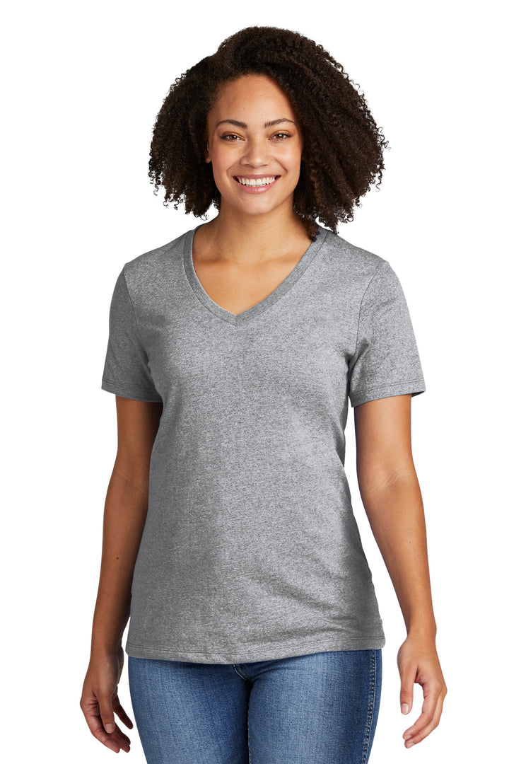 Front View of RemdGrayHt Allmade Women's Recycled Blend V-Neck Tee AL2303