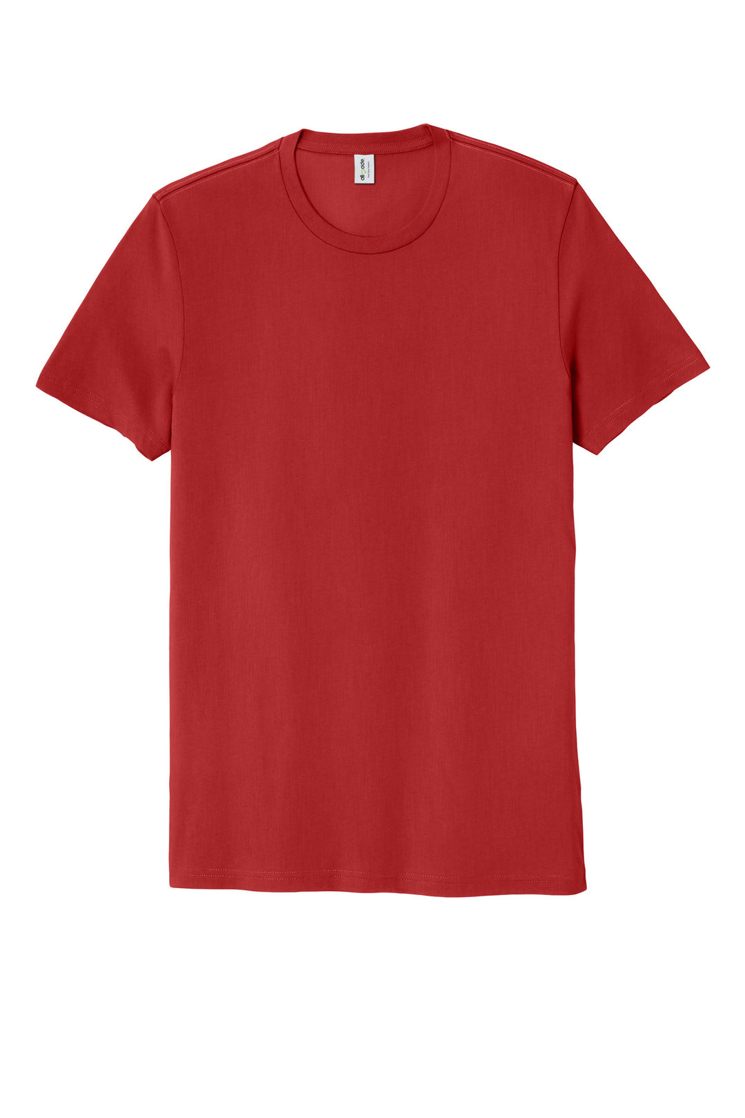 Front View of RevlutnRed Allmade Unisex Organic Cotton Tee. AL2100