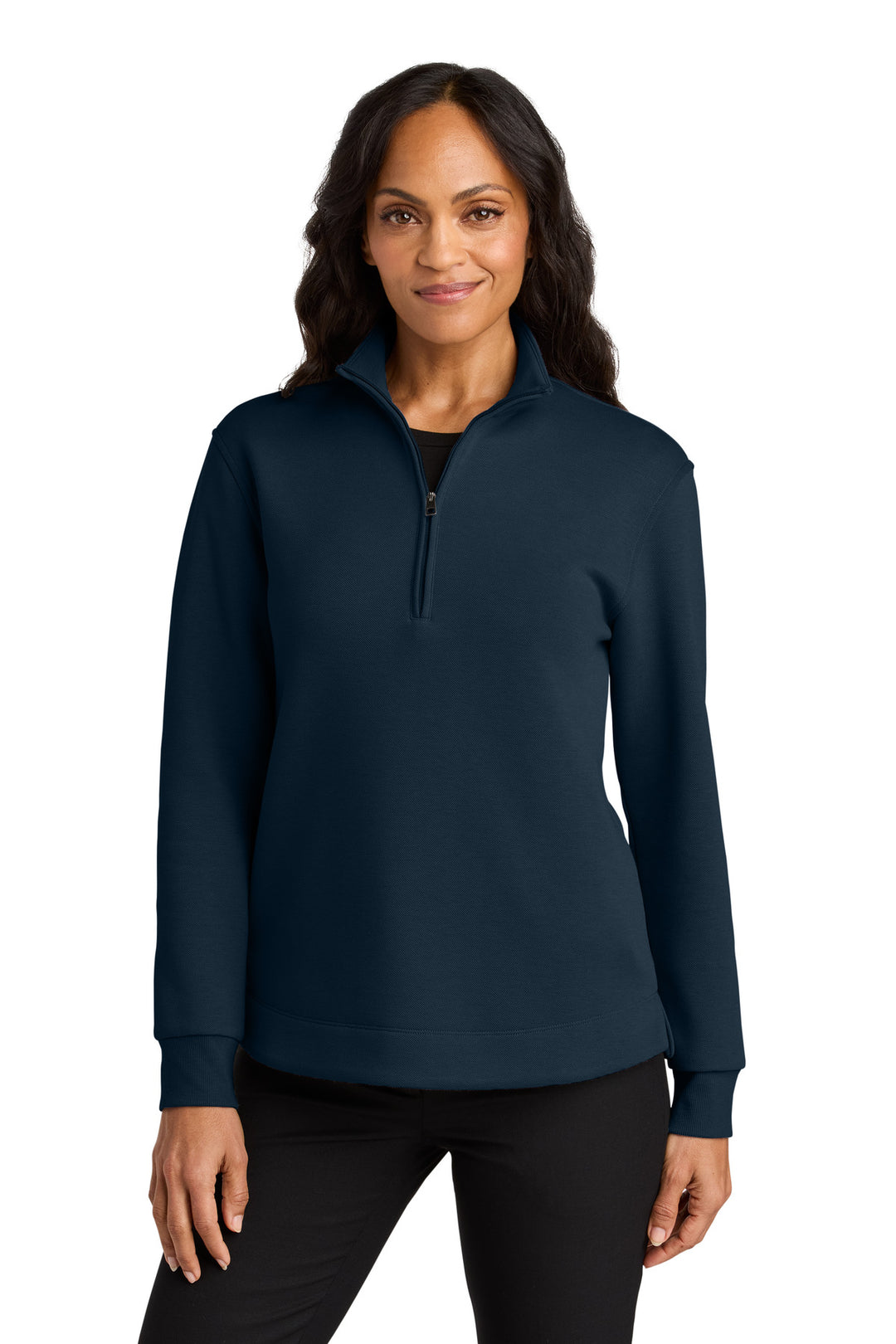 Front View of RiverBlNv Port Authority Women's Wearever Signature Double Pique 1/4-Zip LK210