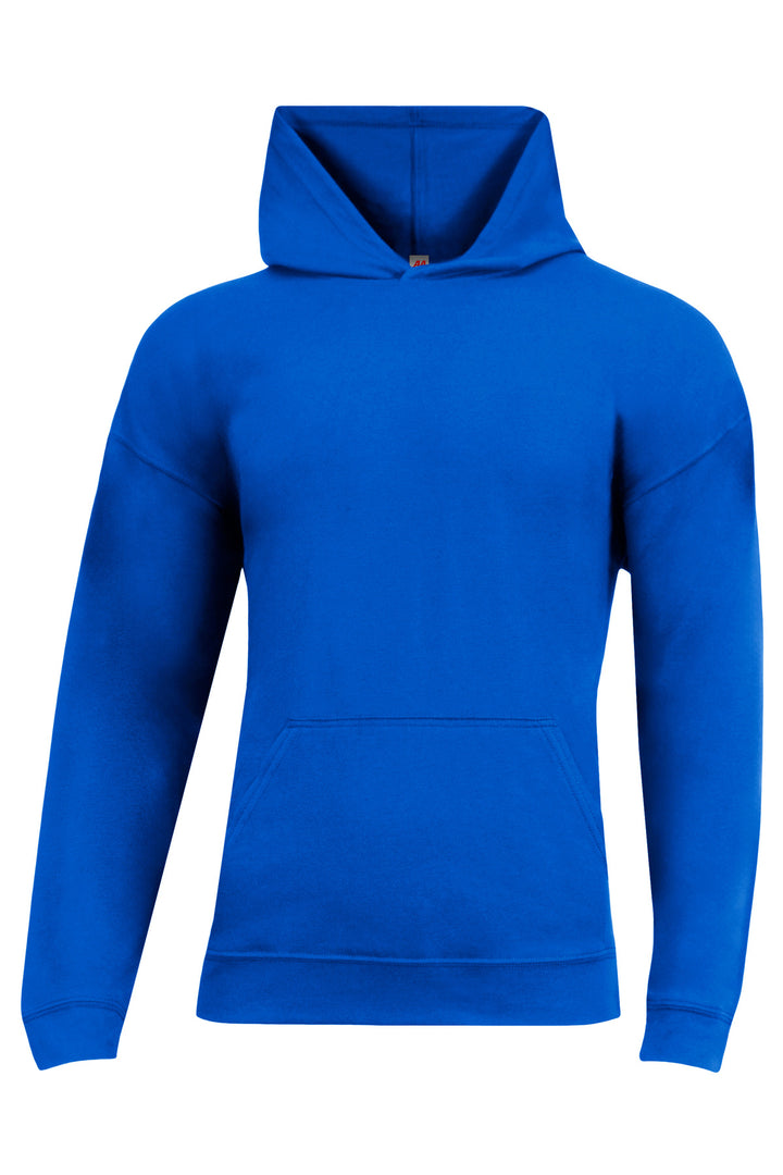 Front View of Royal A4 Softek Long Sleeve Hooded Tee A4N3528