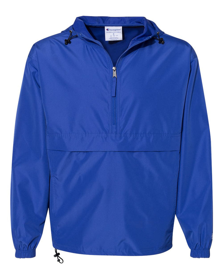 Front View of Royal Blue Packable Anorak Jacket - CO200