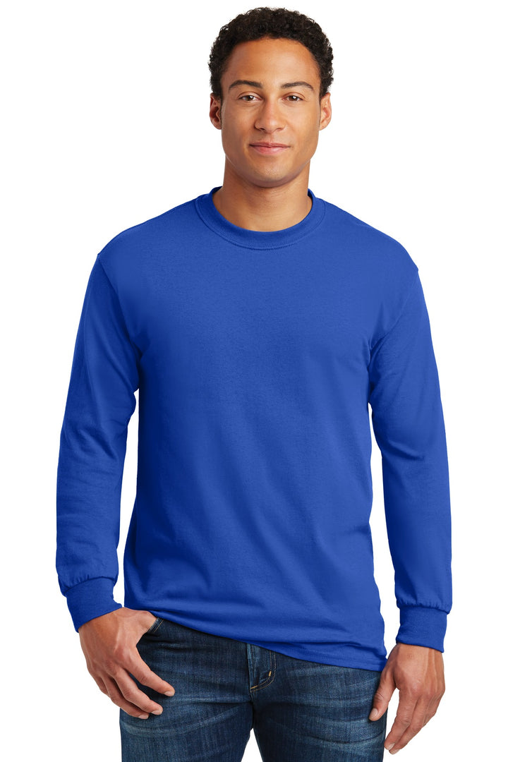 Front View of ROYAL Gildan - Heavy Cotton 100% Cotton Long Sleeve T-Shirt. 5400