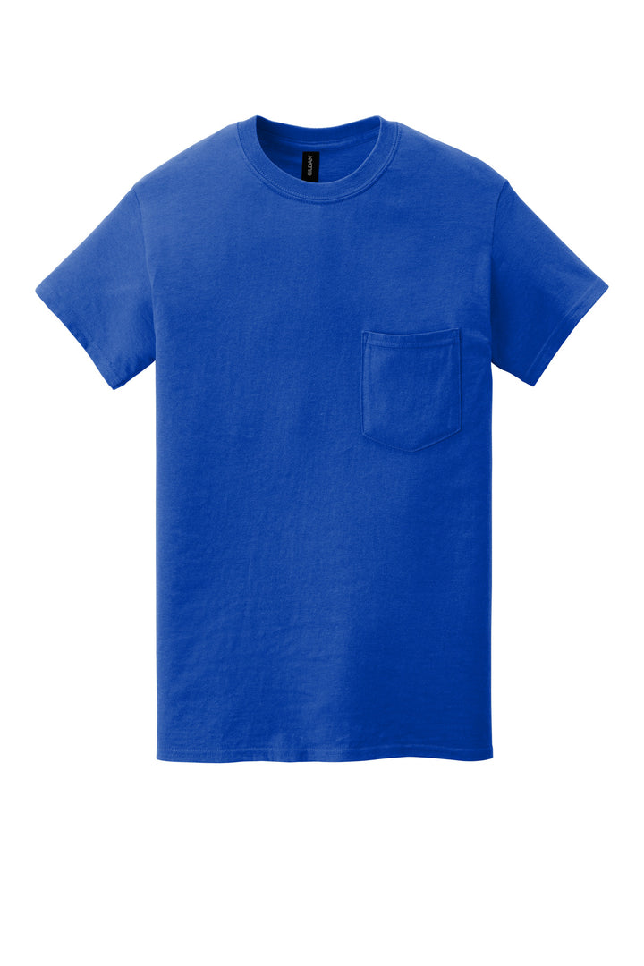 Front View of Royal Gildan Heavy Cotton 100% Cotton Pocket T-Shirt. 5300