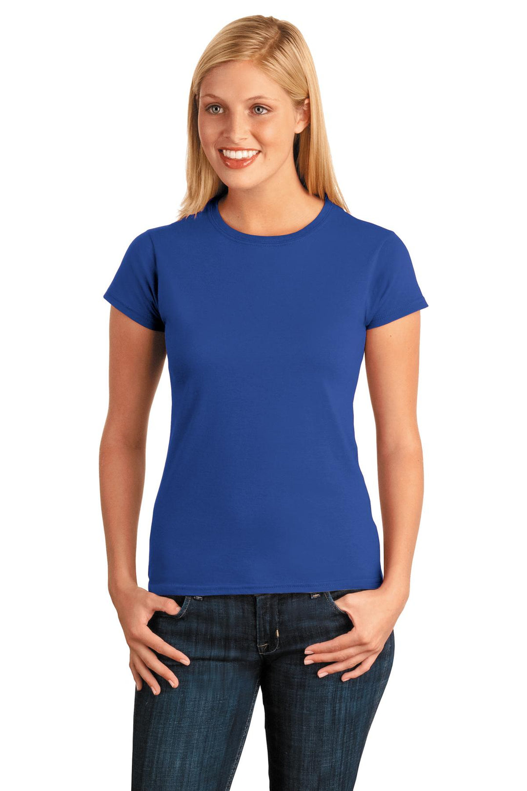 Front View of Royal Gildan Softstyle Women's T-Shirt. 64000L