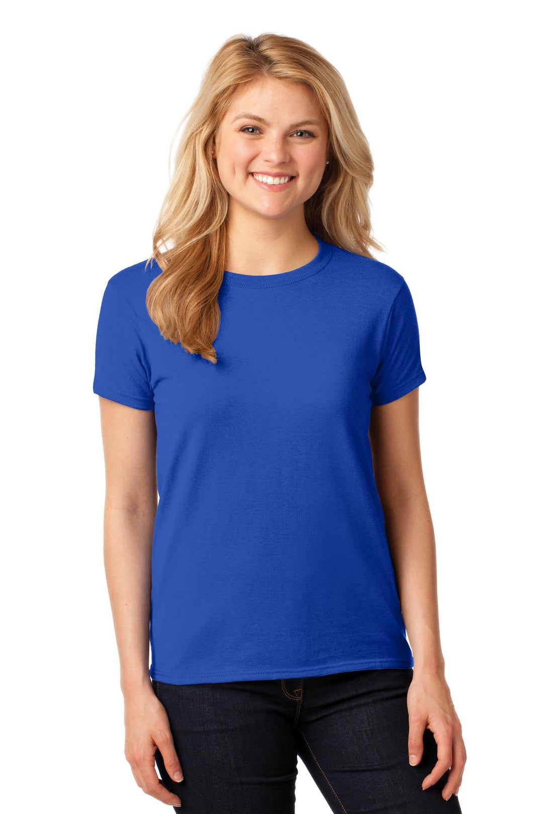 Front View of Royal Gildan Women's Heavy Cotton 100% Cotton T-Shirt. 5000L