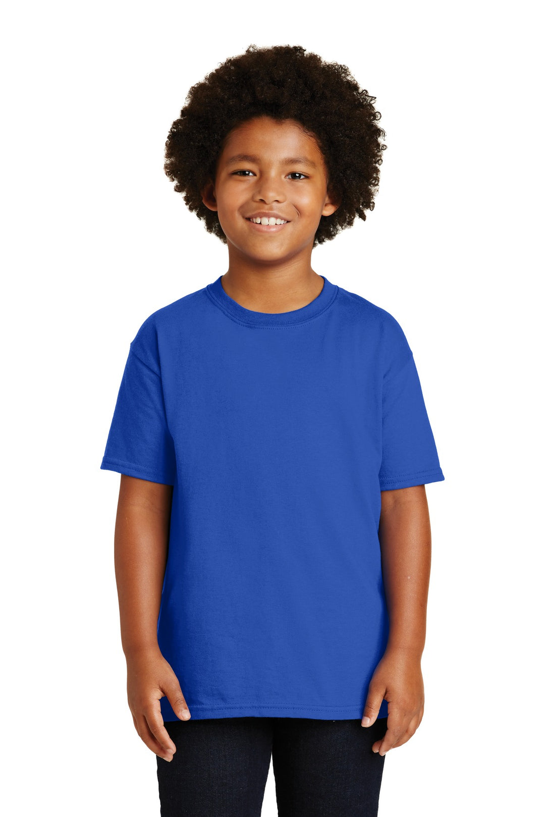 Front View of Royal Gildan - Youth Ultra Cotton 100% US Cotton T-Shirt. 2000B
