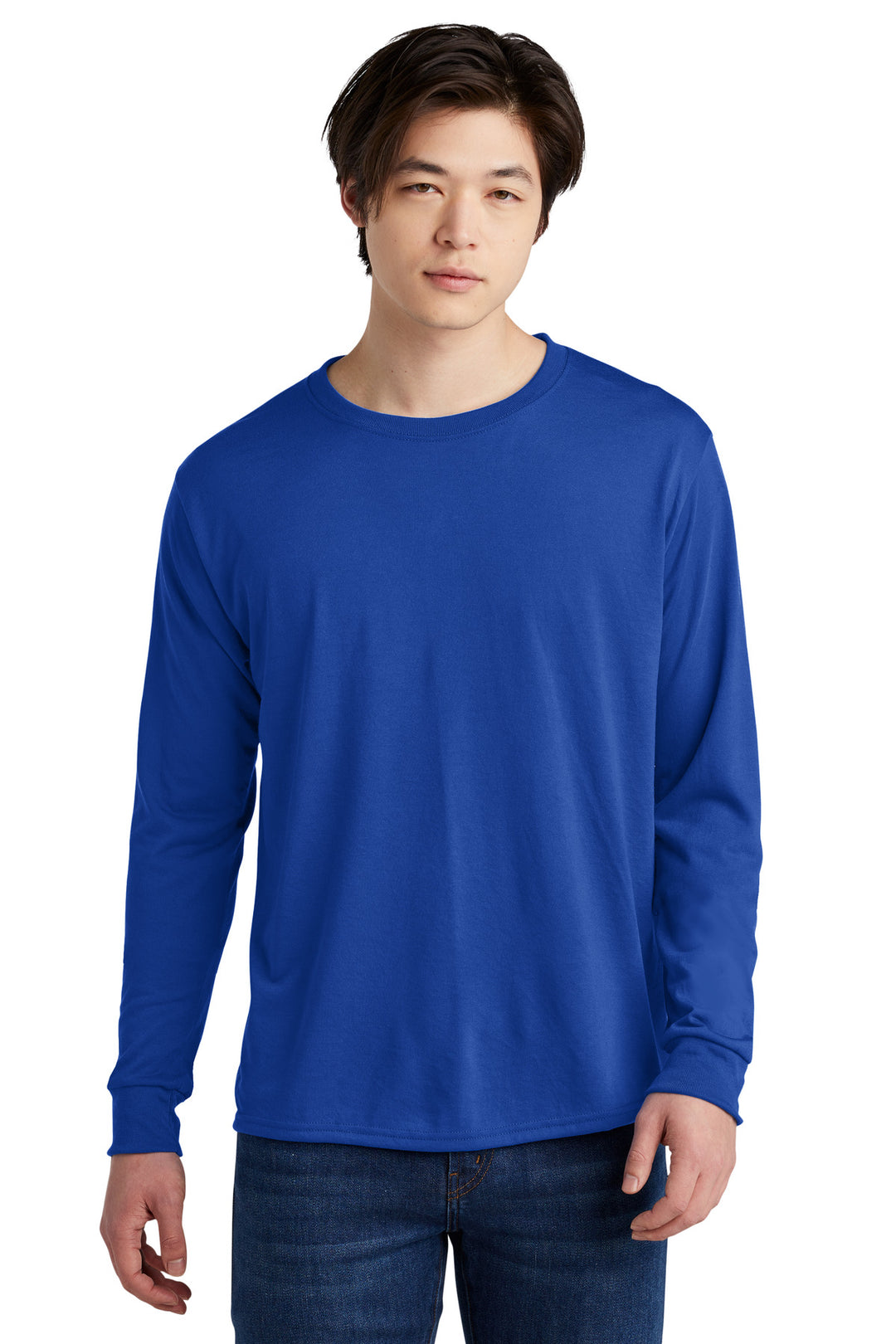 Front View of Royal Jerzees Dri-Power 100% Polyester Long Sleeve T-Shirt 21LS