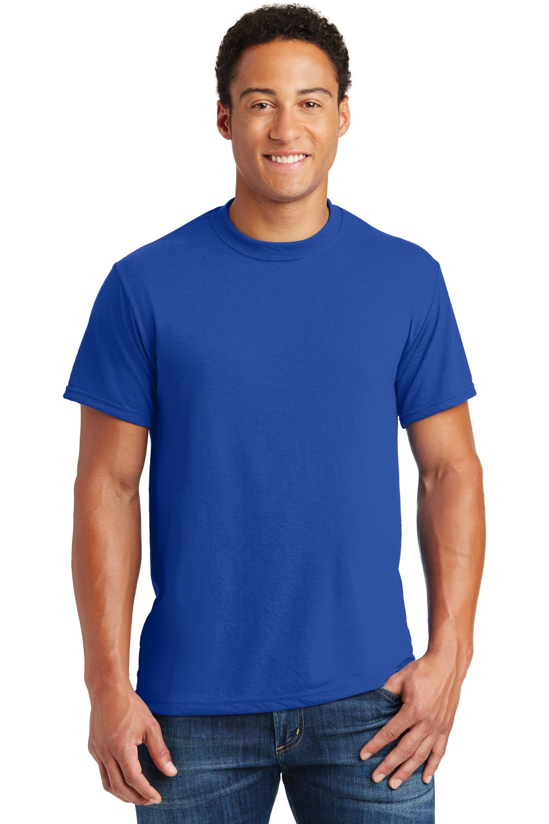Front View of Royal Jerzees Dri-Power 100% Polyester T-Shirt. 21M