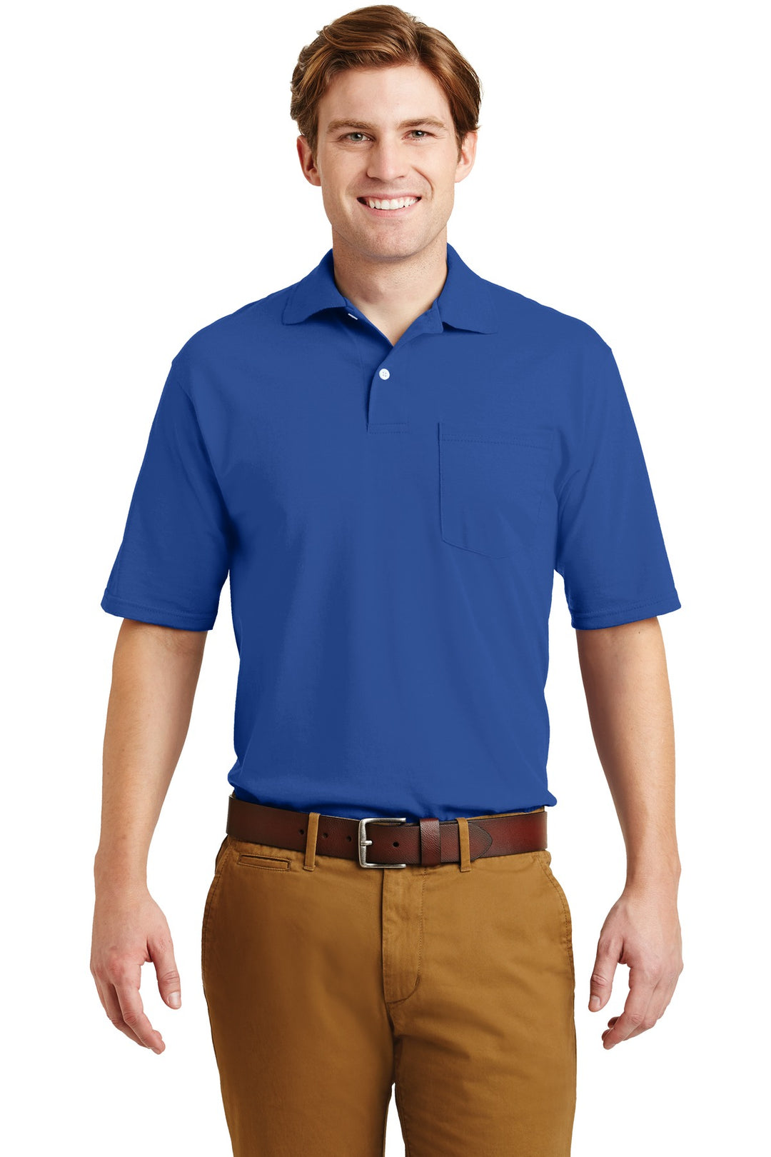 Front View of ROYAL Jerzees Dri-Power Pocket Sport Shirt. 436MP