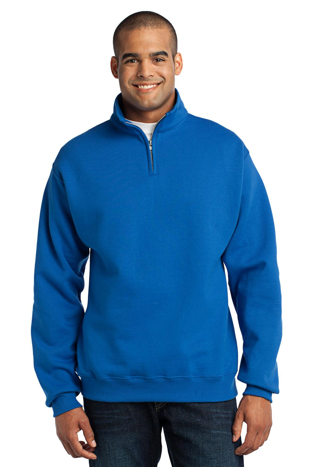 Front View of Royal Jerzees - NuBlend 1/4-Zip Cadet Collar Sweatshirt. 995M
