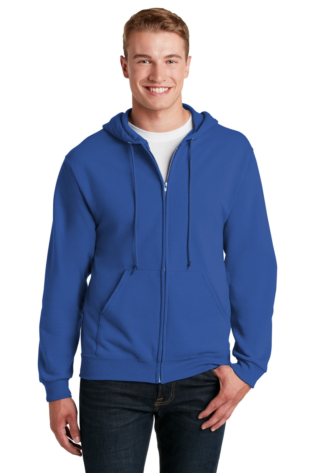 Front View of ROYAL Jerzees - NuBlend Full-Zip Hooded Sweatshirt. 993M