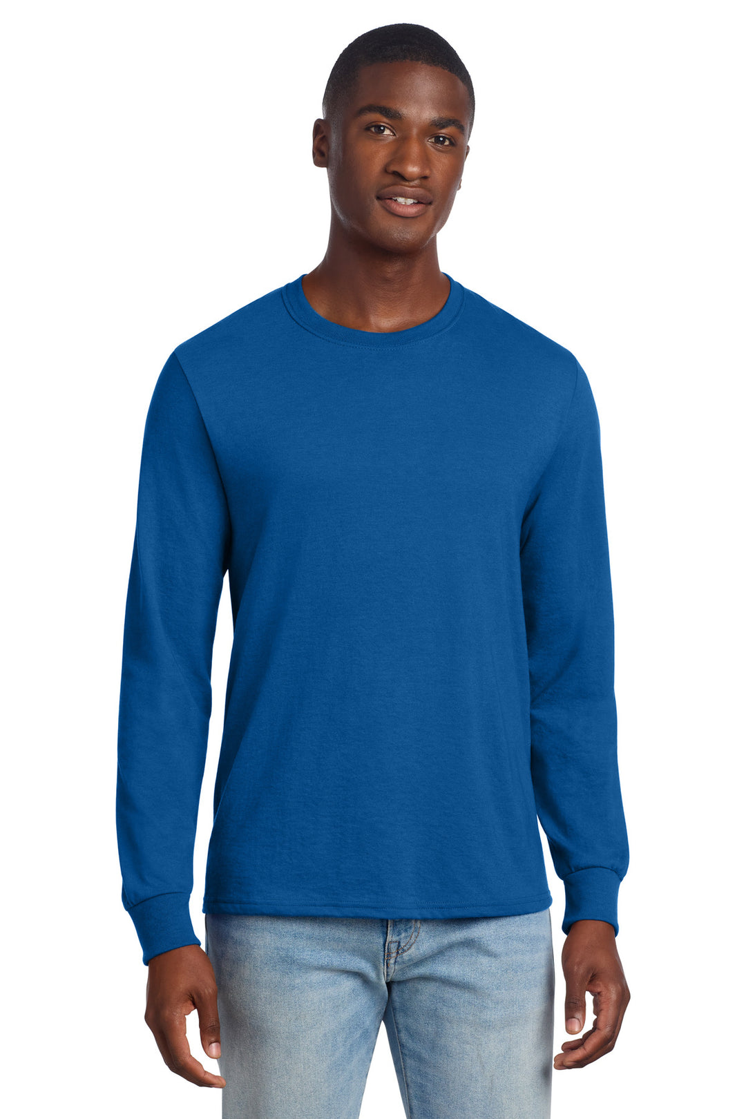 Front View of Royal Jerzees Premium Blend Ring Spun Long Sleeve T-Shirt 560LS
