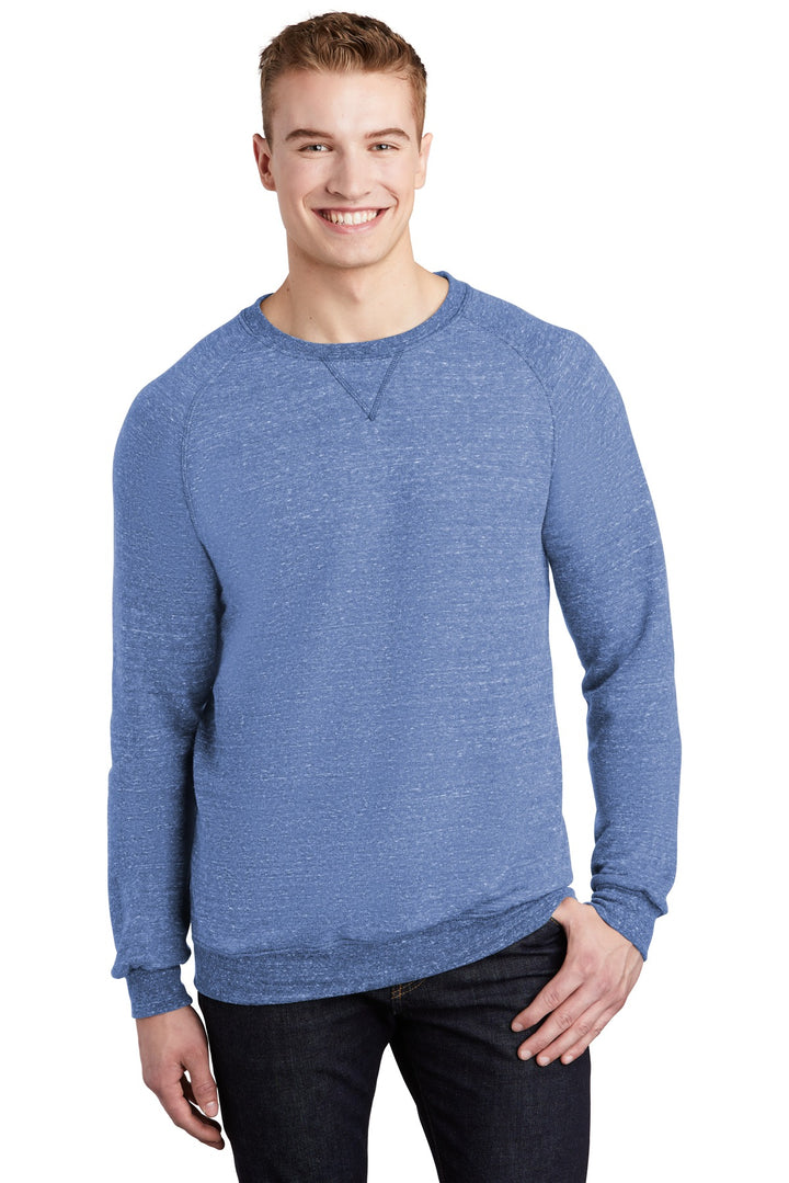 Front View of Royal Jerzees Snow Heather French Terry Raglan Crew 91M