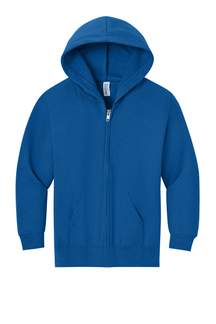 Front View of Royal Jerzees - Youth NuBlend Full-Zip Hooded Sweatshirt. 993B