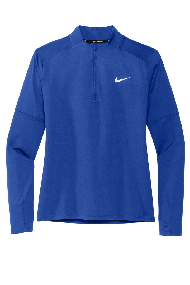 Front View of Royal Nike Women's Dri-FIT Element 1/2-Zip Top NKDH4951