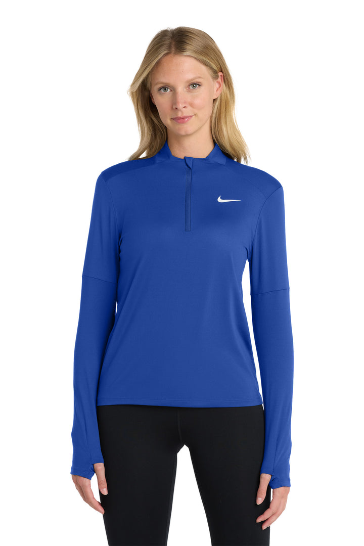 Front View of Royal Nike Women's Dri-FIT Element 1/2-Zip Top NKDH4951