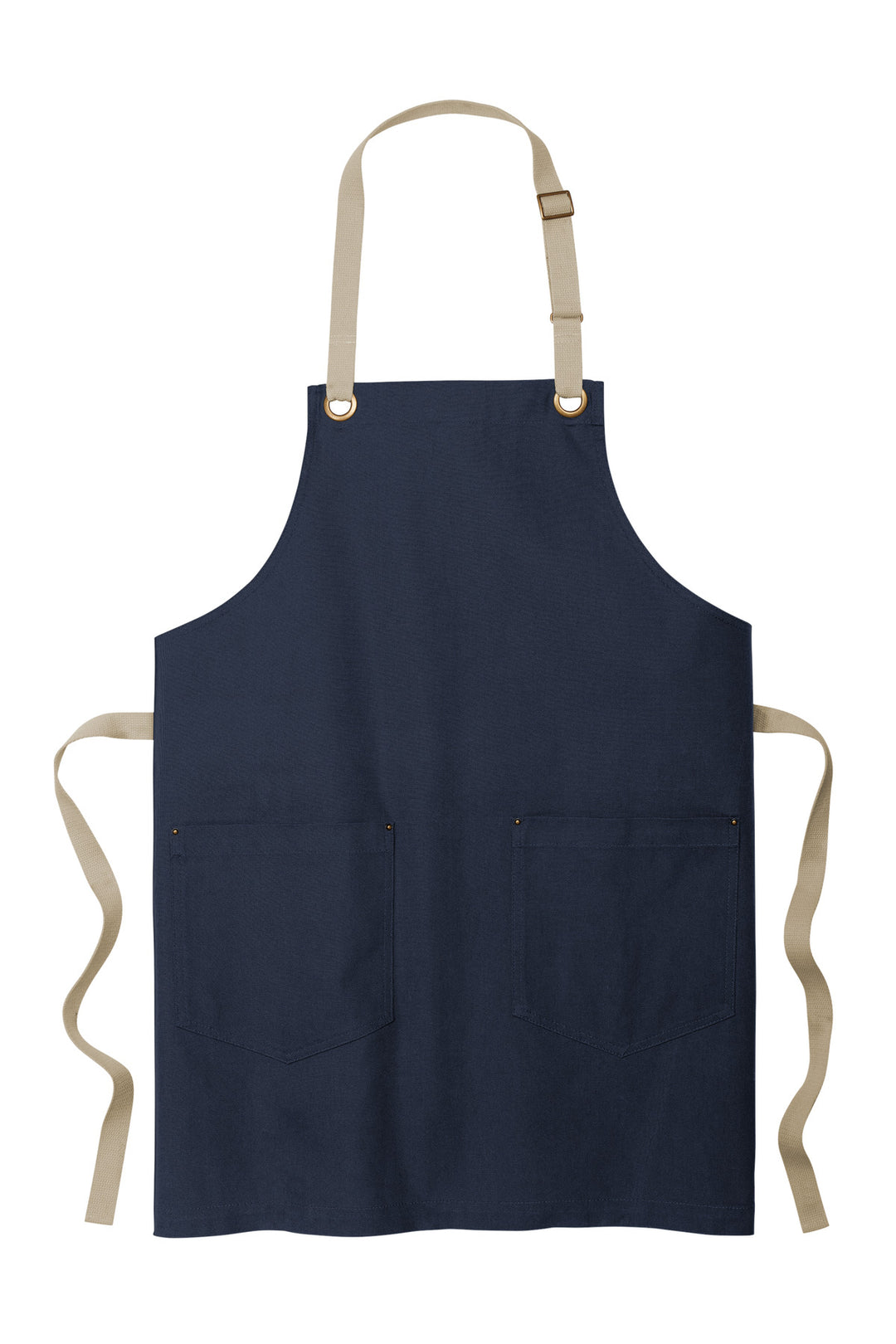 Front View of RvBlNv/Stn Port Authority Canvas Full-Length Two-Pocket Apron A815