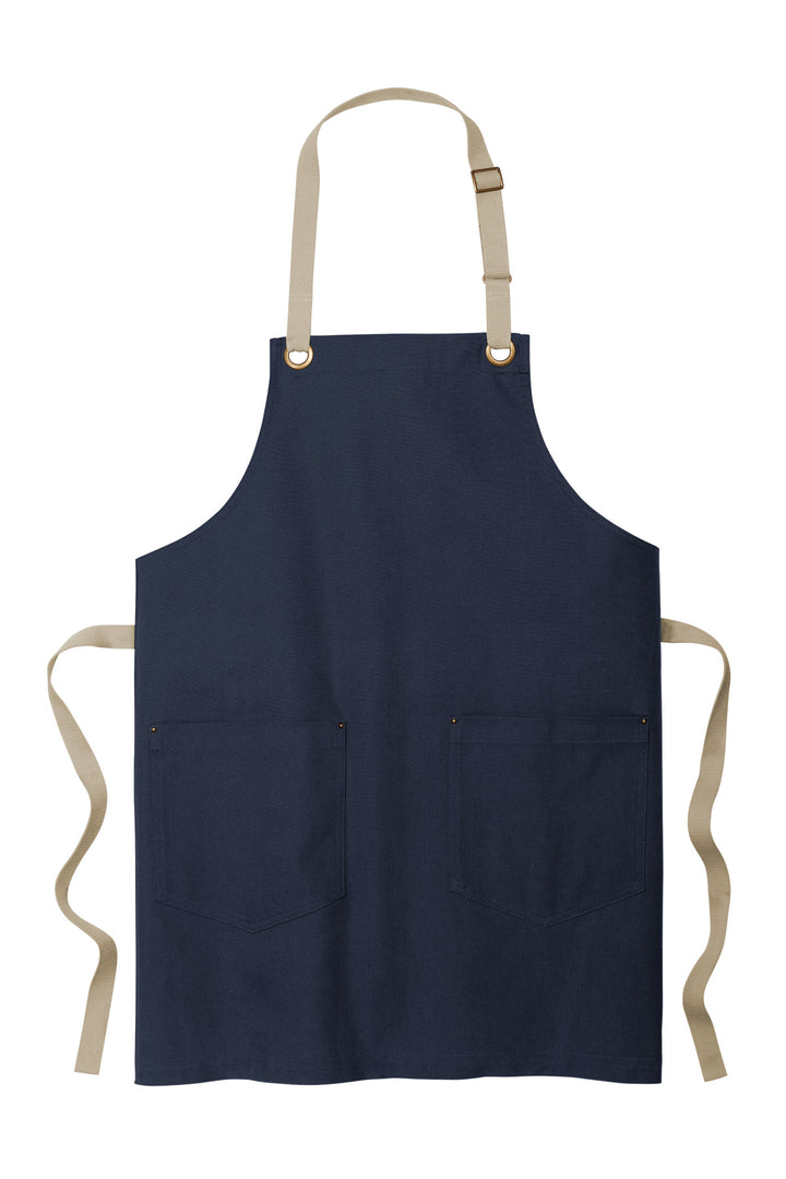 Front View of RvBlNv/Stn Port Authority Canvas Full-Length Two-Pocket Apron A815
