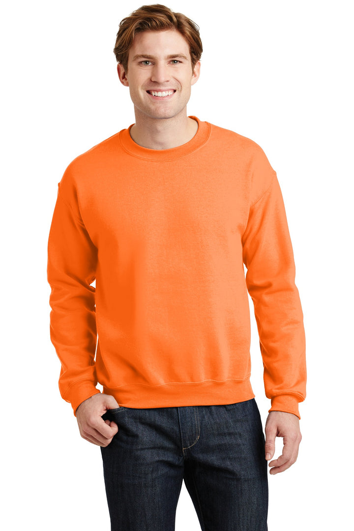 Front View of S Orange Gildan Heavy Blend Crewneck Sweatshirt. 18000