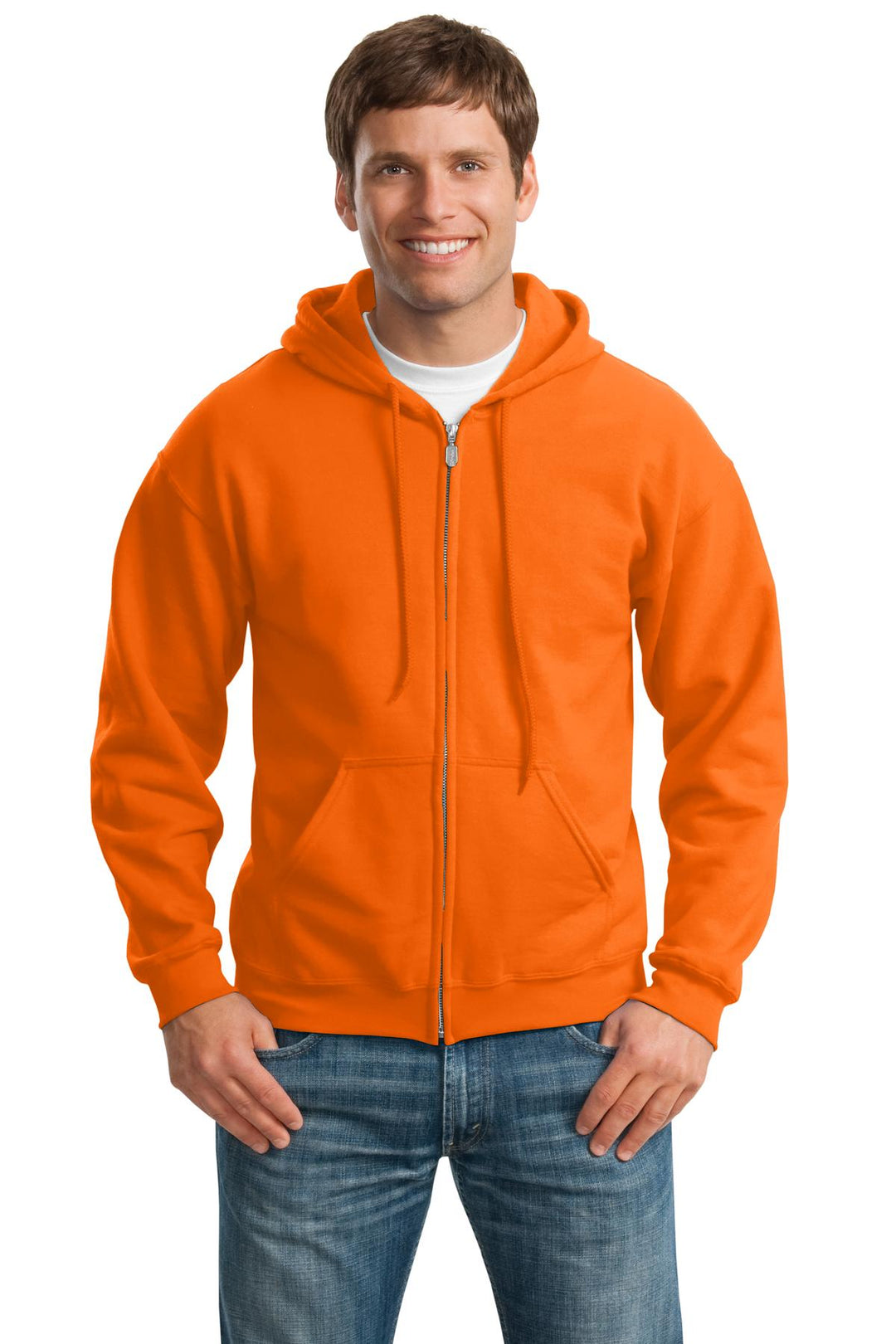 Front View of S Orange Gildan - Heavy Blend Full-Zip Hooded Sweatshirt. 18600