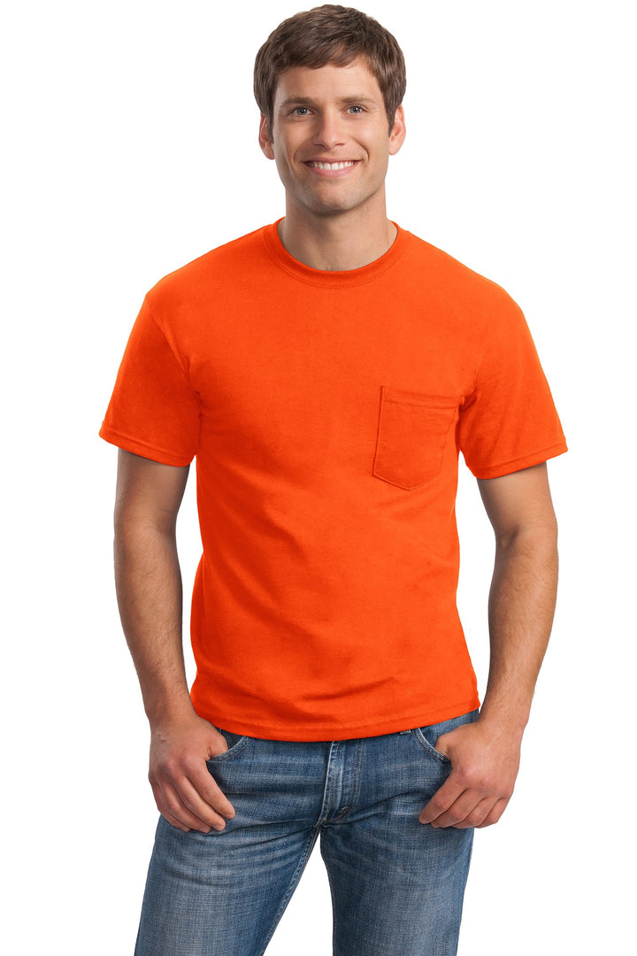 Front View of S Orange Gildan - Ultra Cotton 100% US Cotton T-Shirt with Pocket. 2300