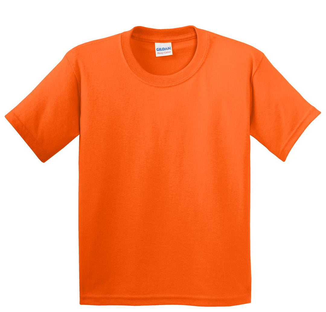 Front View of S Orange Gildan - Youth Heavy Cotton 100% Cotton T-Shirt. 5000B