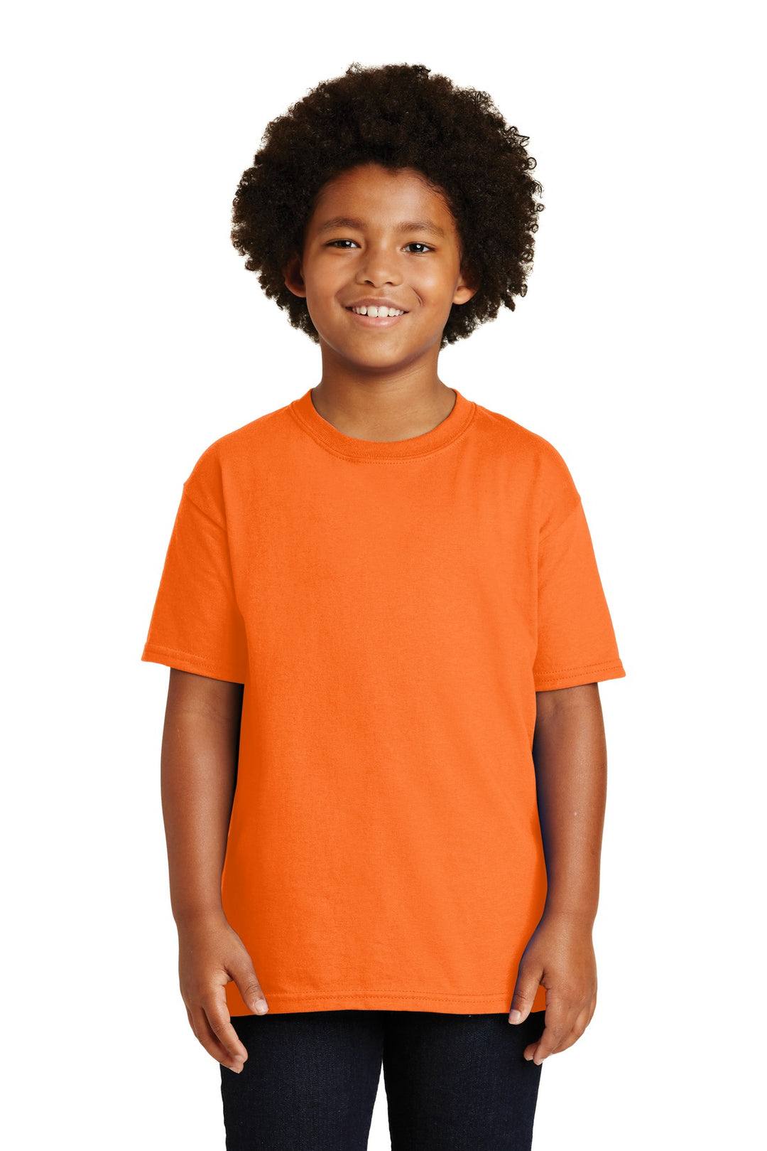 Front View of S Orange Gildan - Youth Ultra Cotton 100% US Cotton T-Shirt. 2000B