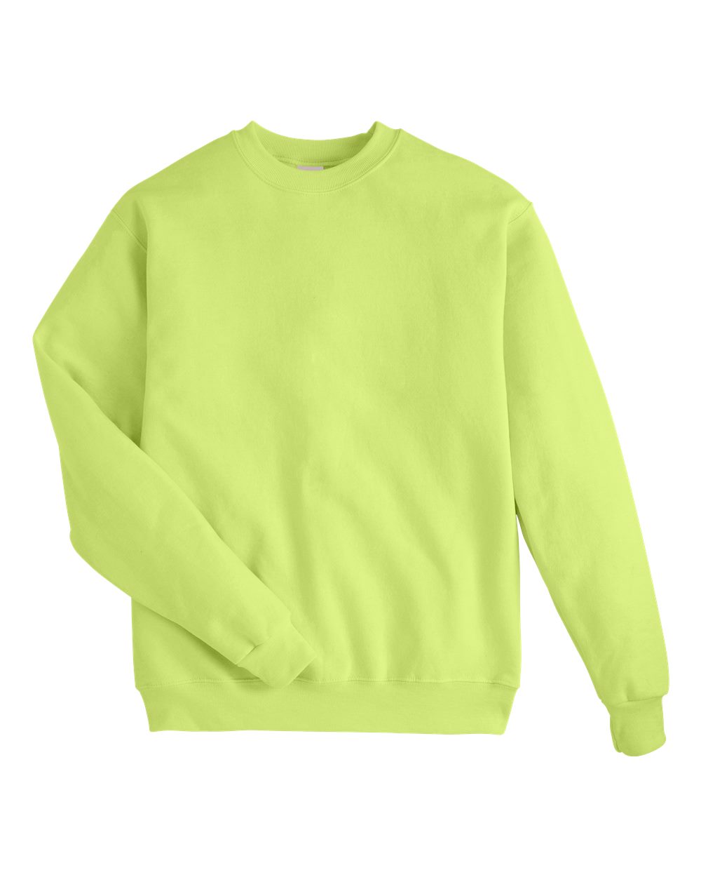 Front View of Safety Green Ecosmart® Crewneck Sweatshirt - P160