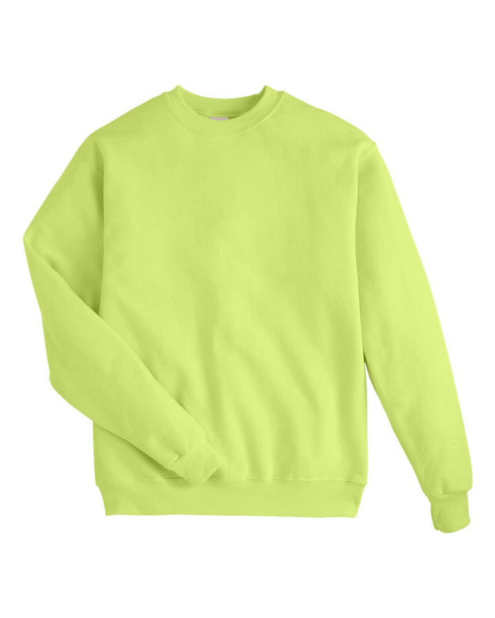 Front View of Safety Green Ecosmart® Crewneck Sweatshirt - P160