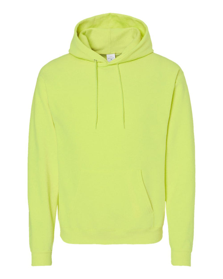 Front View of Safety Green Ecosmart® Hooded Sweatshirt - P170