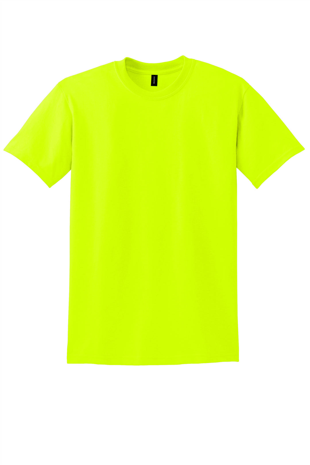 Front View of Safety Green Gildan DryBlend 50 Cotton/50 Poly T-Shirt. 8000