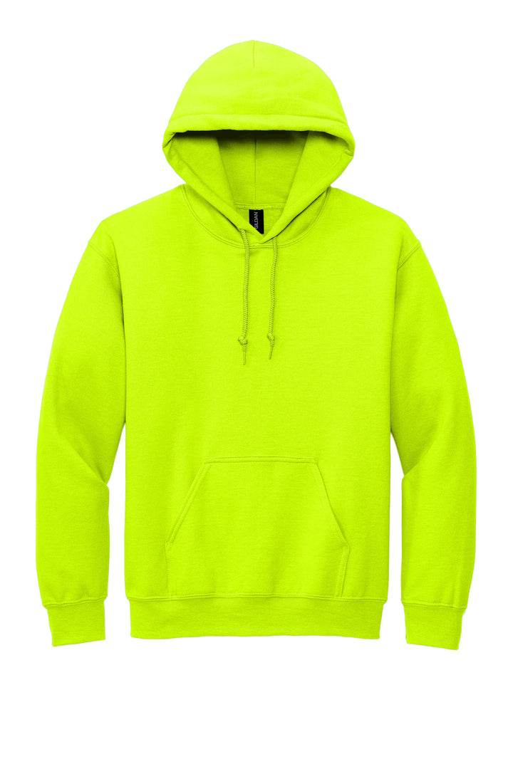 Front View of Safety Green Gildan - DryBlend Pullover Hooded Sweatshirt. 12500