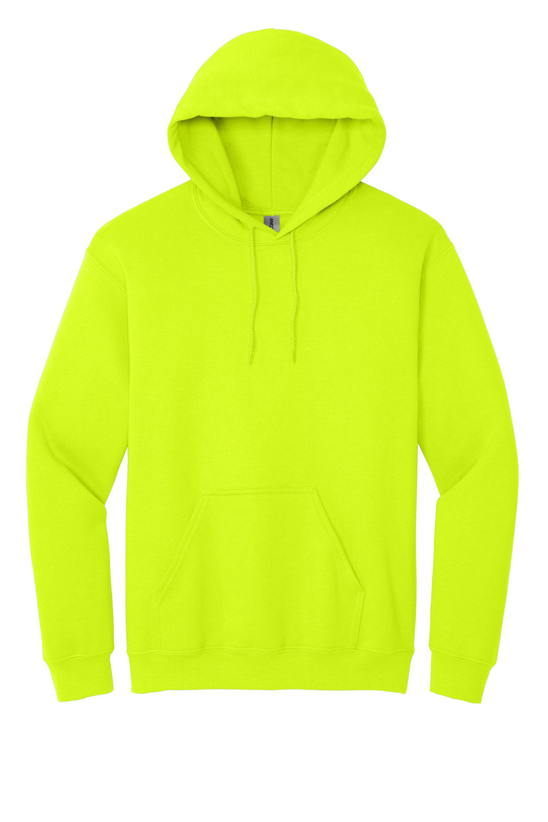 Front View of Safety Green Gildan - Heavy Blend Hooded Sweatshirt. 18500