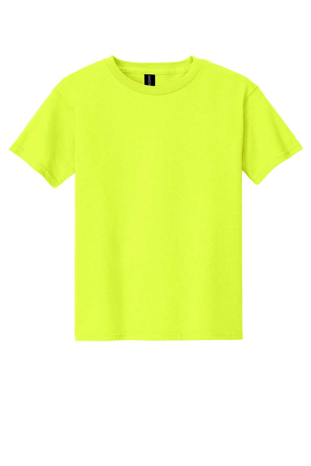 Front View of Safety Green Gildan - Youth Heavy Cotton 100% Cotton T-Shirt. 5000B