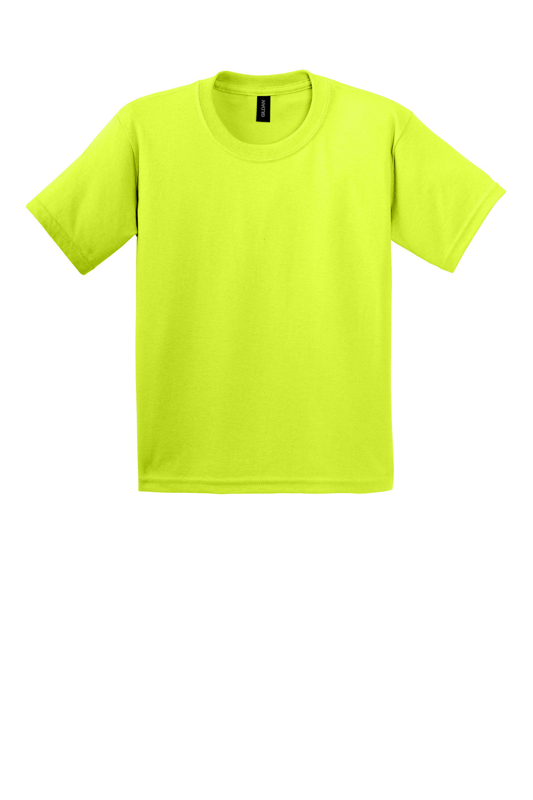Front View of Safety Green Gildan - Youth Ultra Cotton 100% US Cotton T-Shirt. 2000B