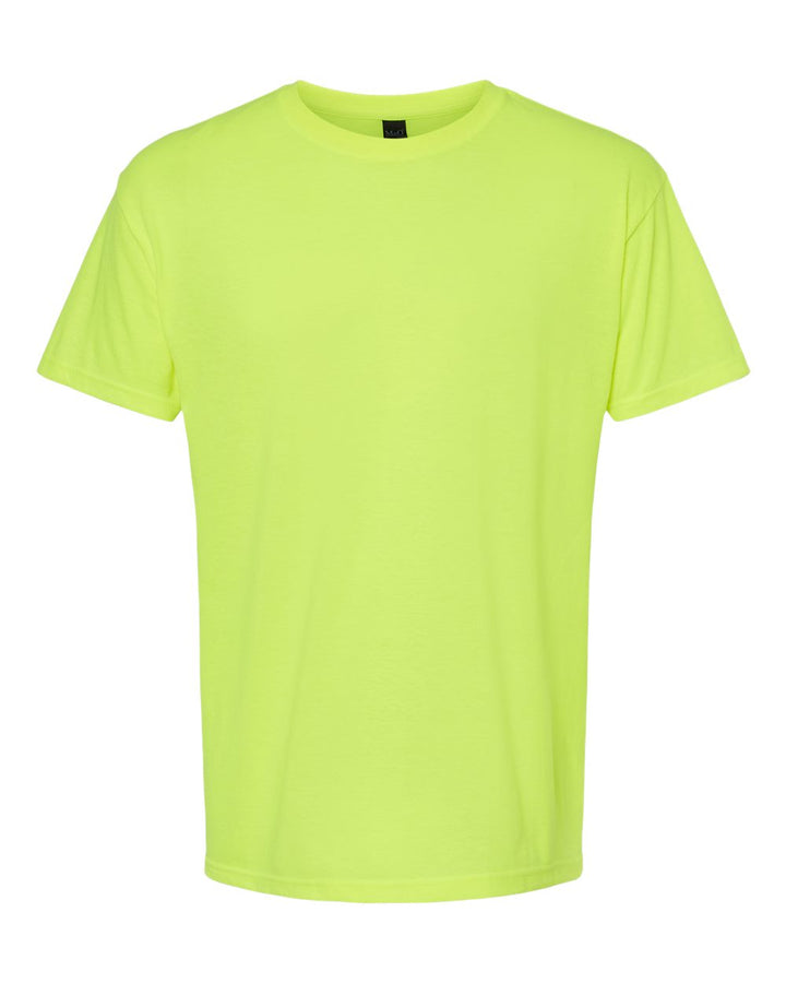 Front View of Safety Green Gold Soft Touch T-Shirt - 4800
