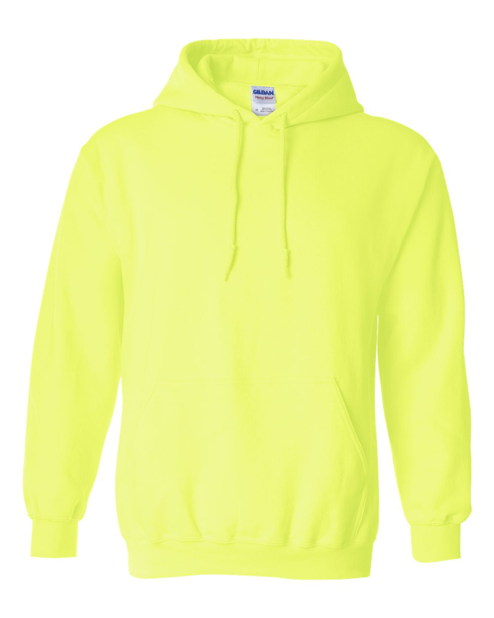 Front View of Safety Green Heavy Blend™ Hooded Sweatshirt - 18500