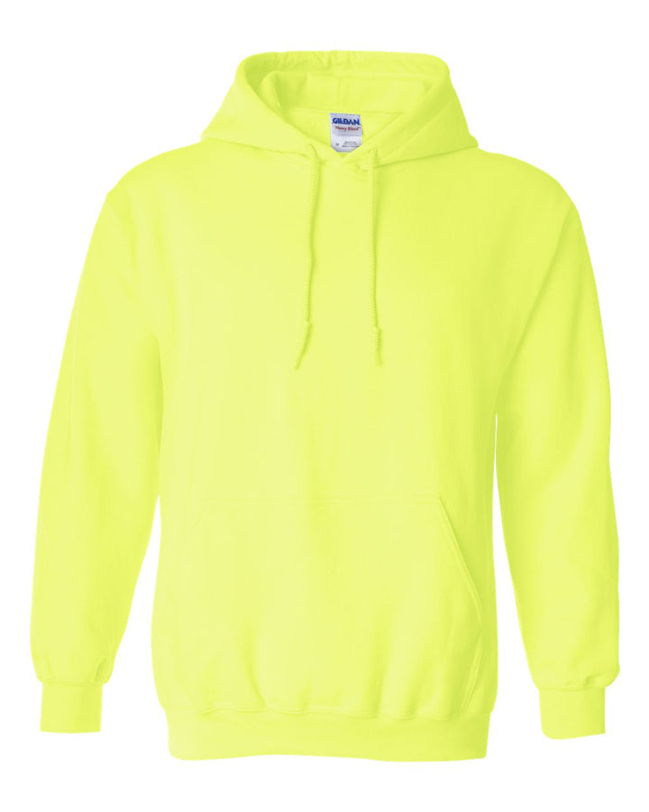 Front View of Safety Green Heavy Blend™ Hooded Sweatshirt - 18500