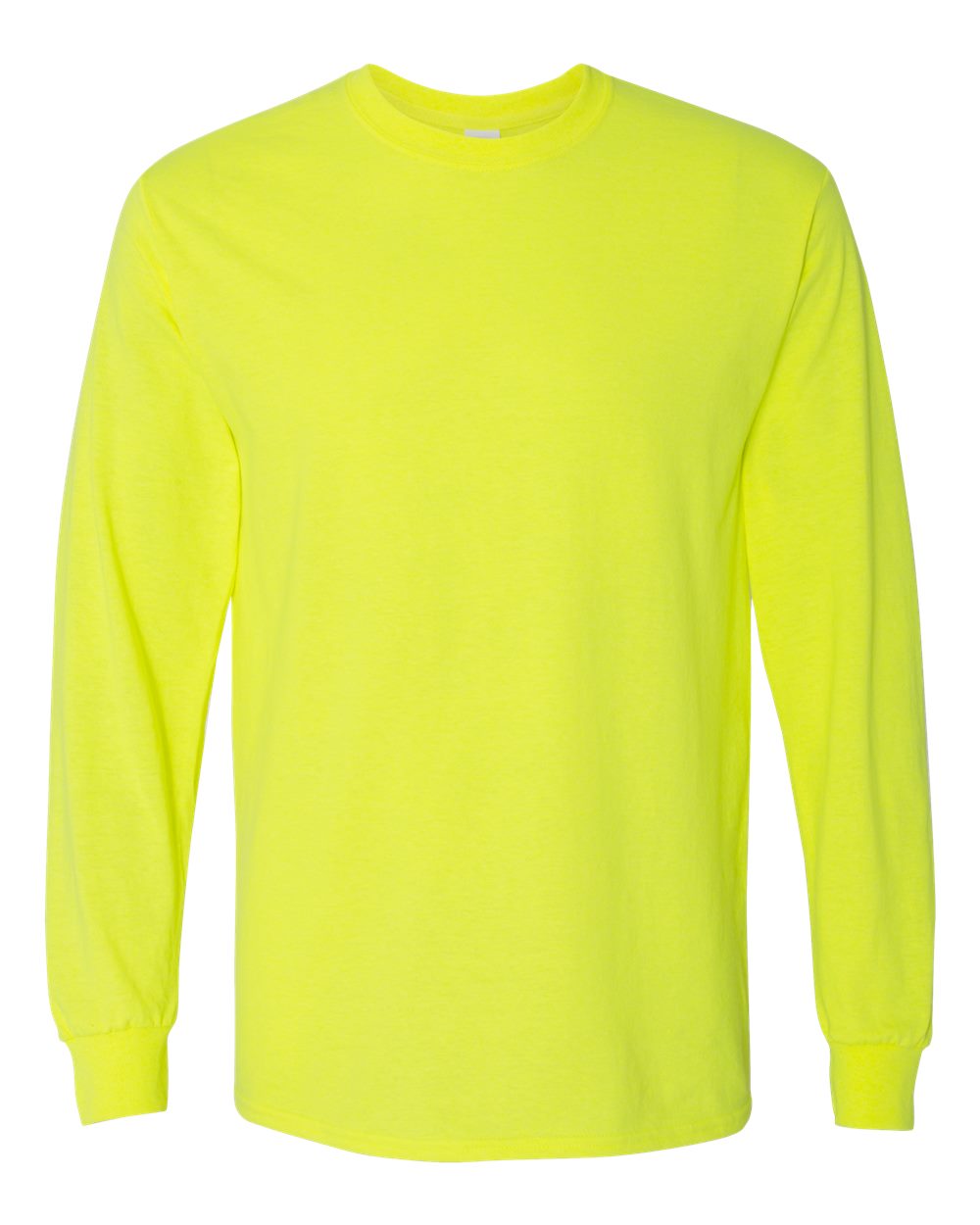 Front View of Safety Green Heavy Cotton™ Long Sleeve T-Shirt - 5400
