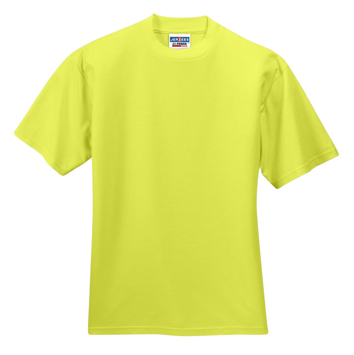 Front View of Safety Green Jerzees - Dri-Power 50/50 Cotton/Poly T-Shirt. 29M