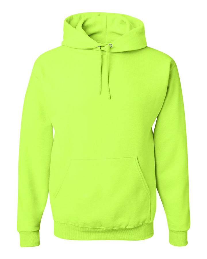 Front View of Safety Green NuBlend® Hooded Sweatshirt - 996MR