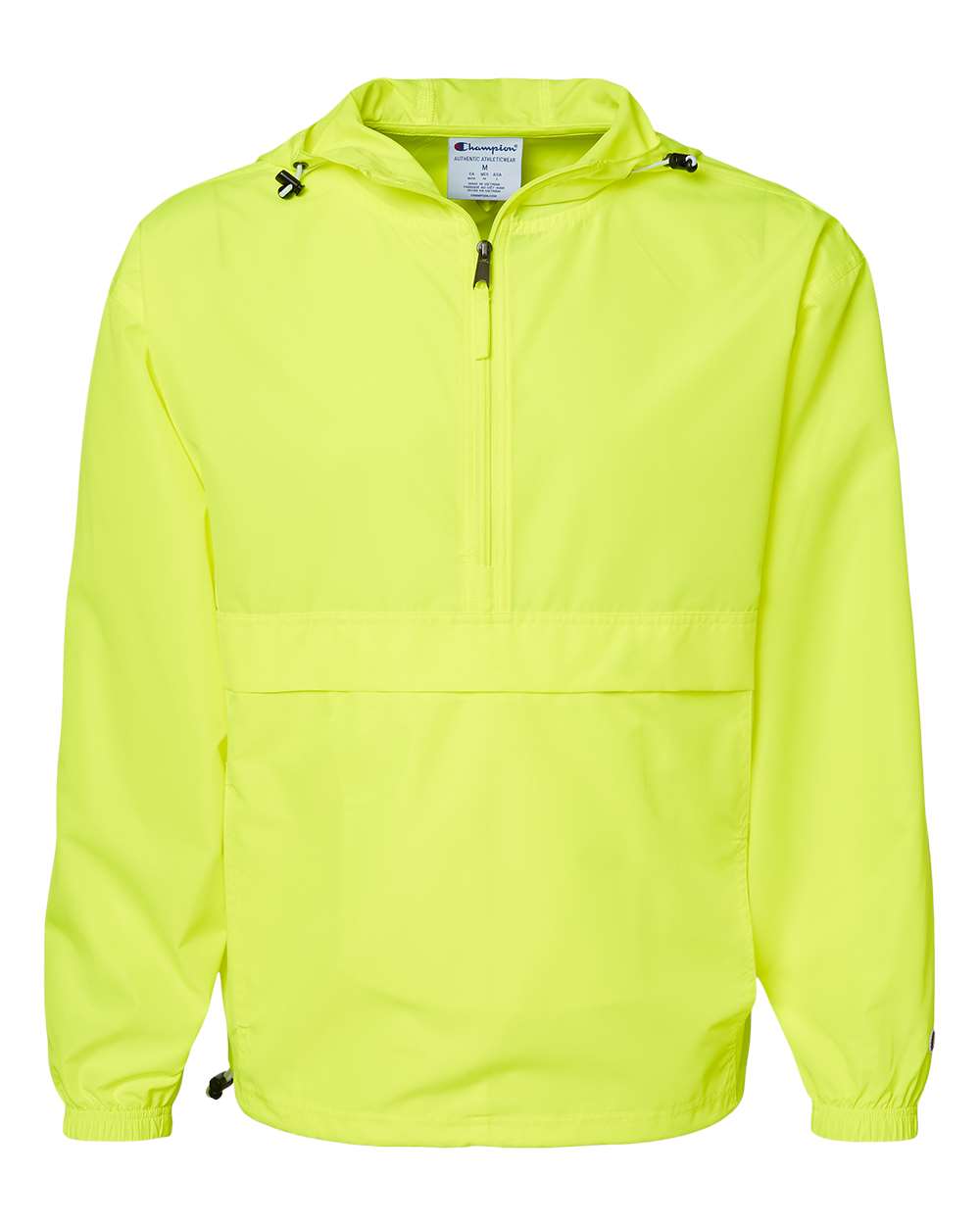 Front View of Safety Green Packable Anorak Jacket - CO200