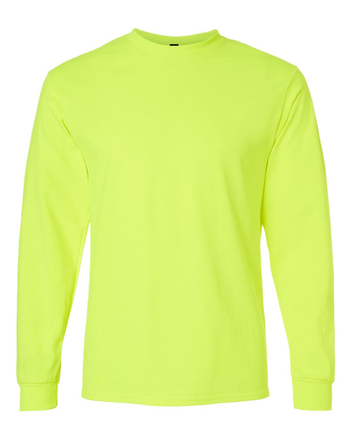 Front View of Safety Green Ultra Cotton® Long Sleeve T-Shirt - 2400