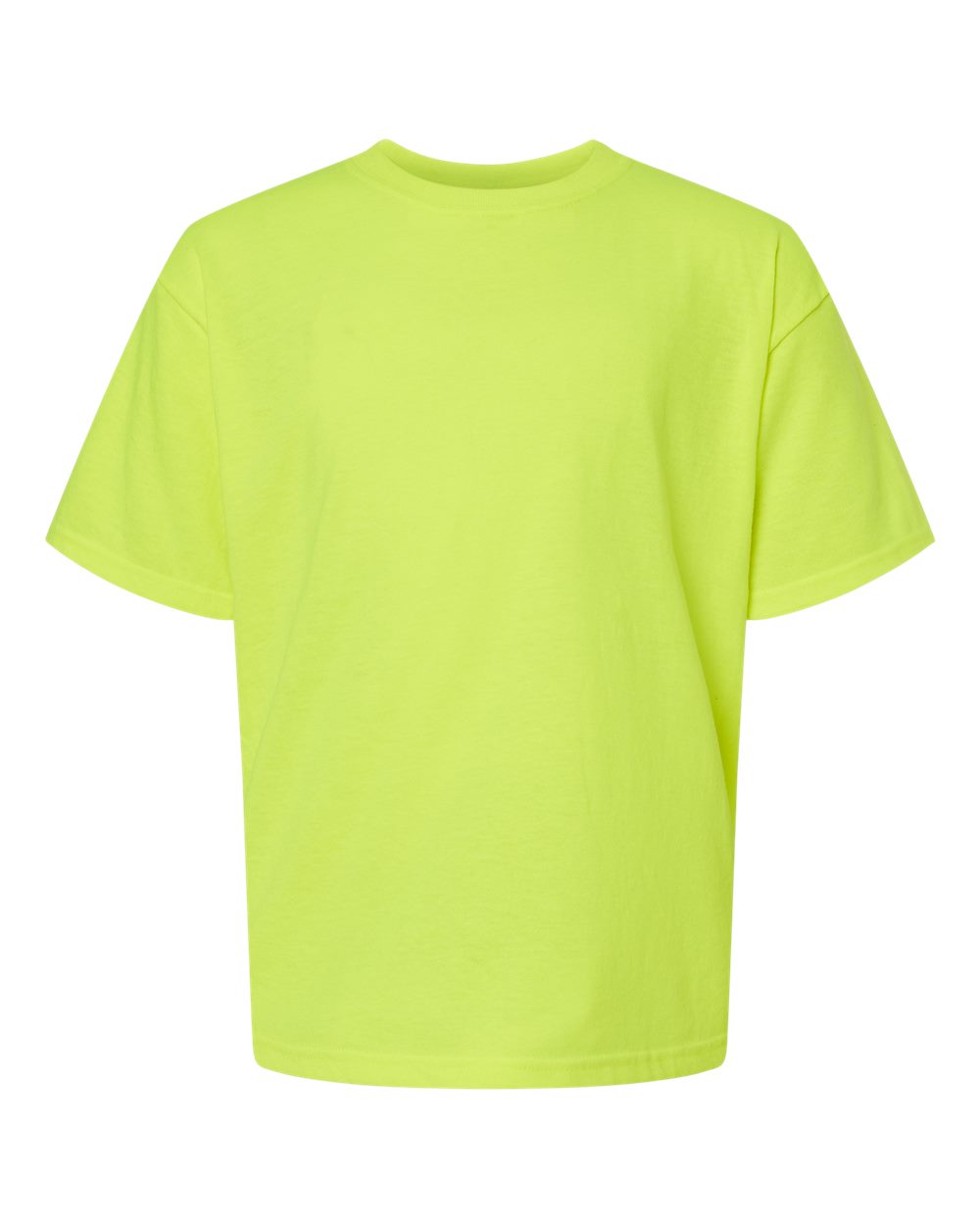 Front View of Safety Green Youth Gold Soft Touch T-Shirt - 4850