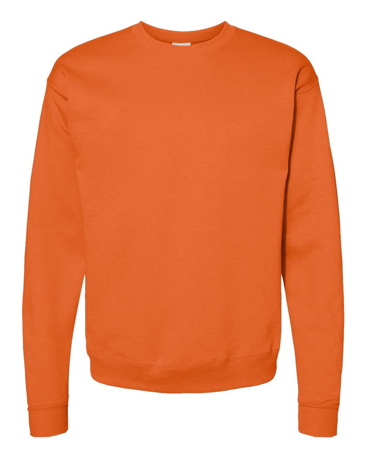 Front View of Safety Orange Ecosmart® Crewneck Sweatshirt - P160