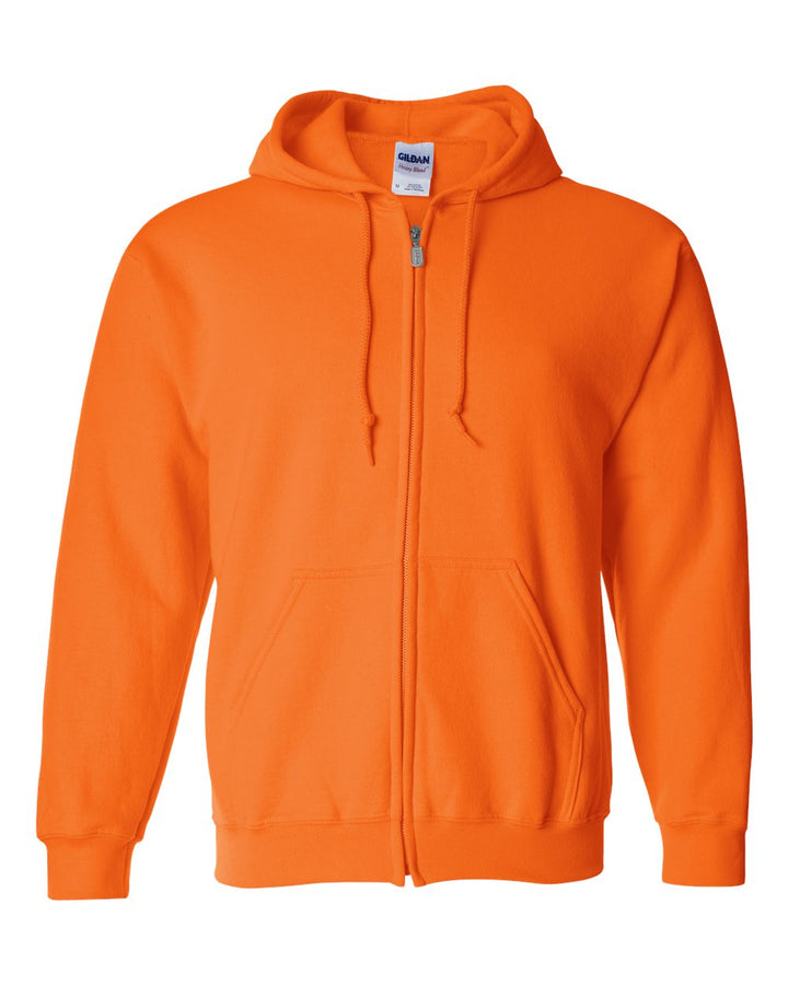 Front View of Safety Orange Heavy Blend™ Full-Zip Hooded Sweatshirt - 18600