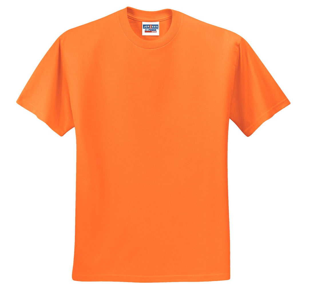 Front View of Safety Orange Jerzees - Dri-Power 50/50 Cotton/Poly T-Shirt. 29M