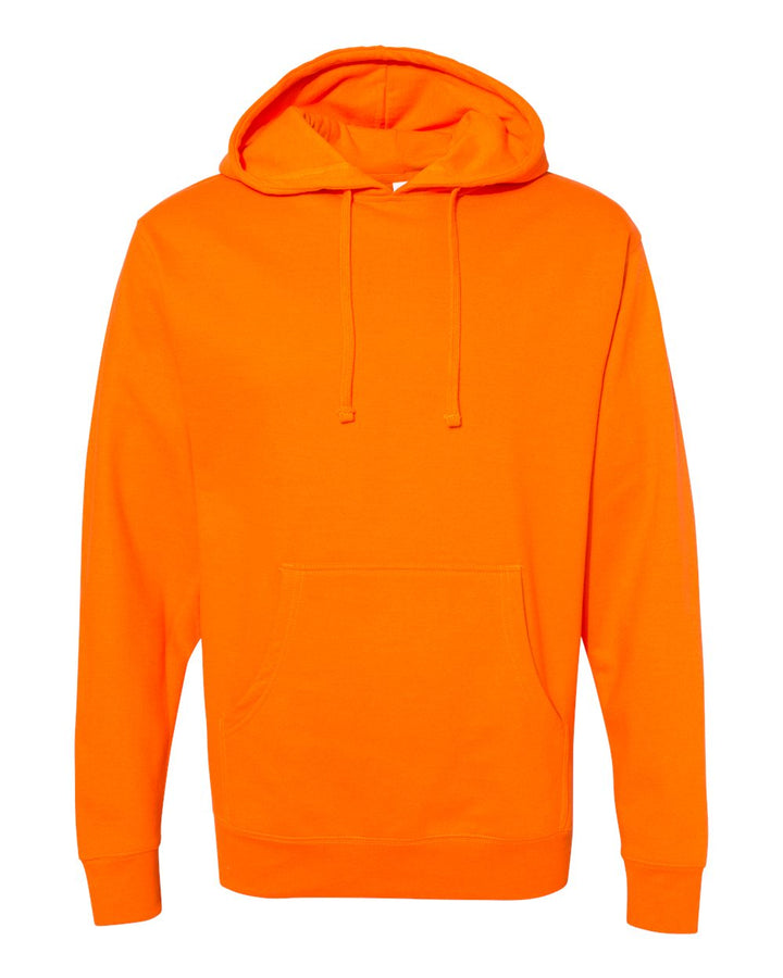 Front View of Safety Orange Midweight Hooded Sweatshirt - SS4500